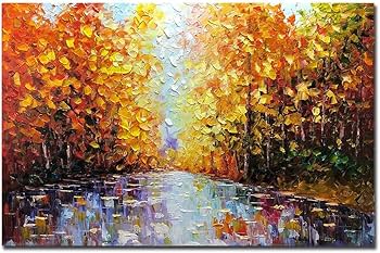 Amazon｜油絵・絵画、フレーム付きキャンバスの油彩画、手描きの